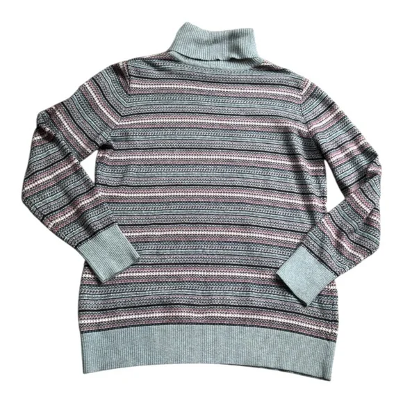 L.L. Bean Cotton Cashmere Fair Isle Turtleneck Sweater size XL 503413 - Picture 3 of 8